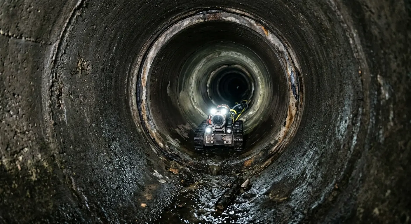 Robotic sewer camera inspecting pipe interior for Sewer Line Repair in Killingworth